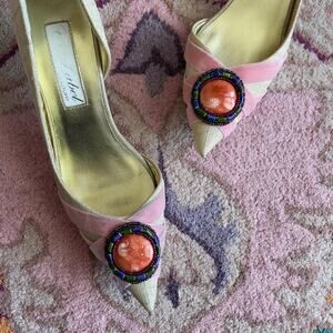 Vintage Y2K Beige and Pink Kitten Heels